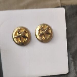 Gold Star Button Stud Earrings